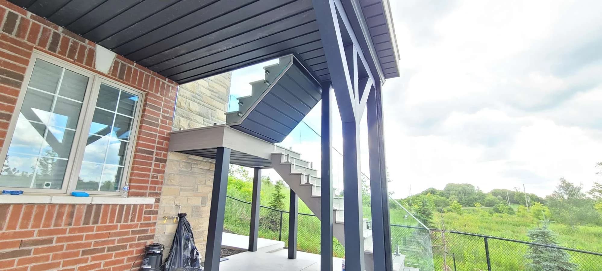 Soffit and fascia finishing beneath an exterior deck