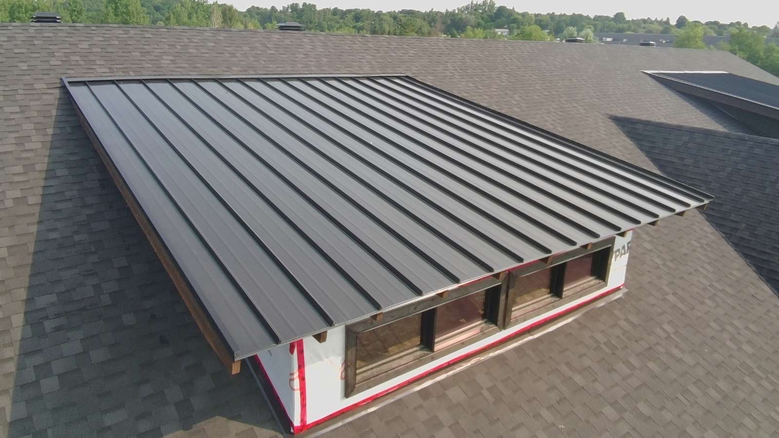Standing seam roof from above